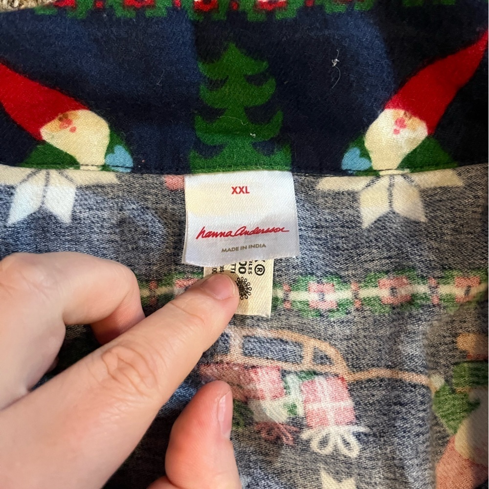 HANNA ANDERSSON GNOME CHRISTMAS PAJAMAS ADULT FLANNEL SIZE XXL - Picture 7 of 8